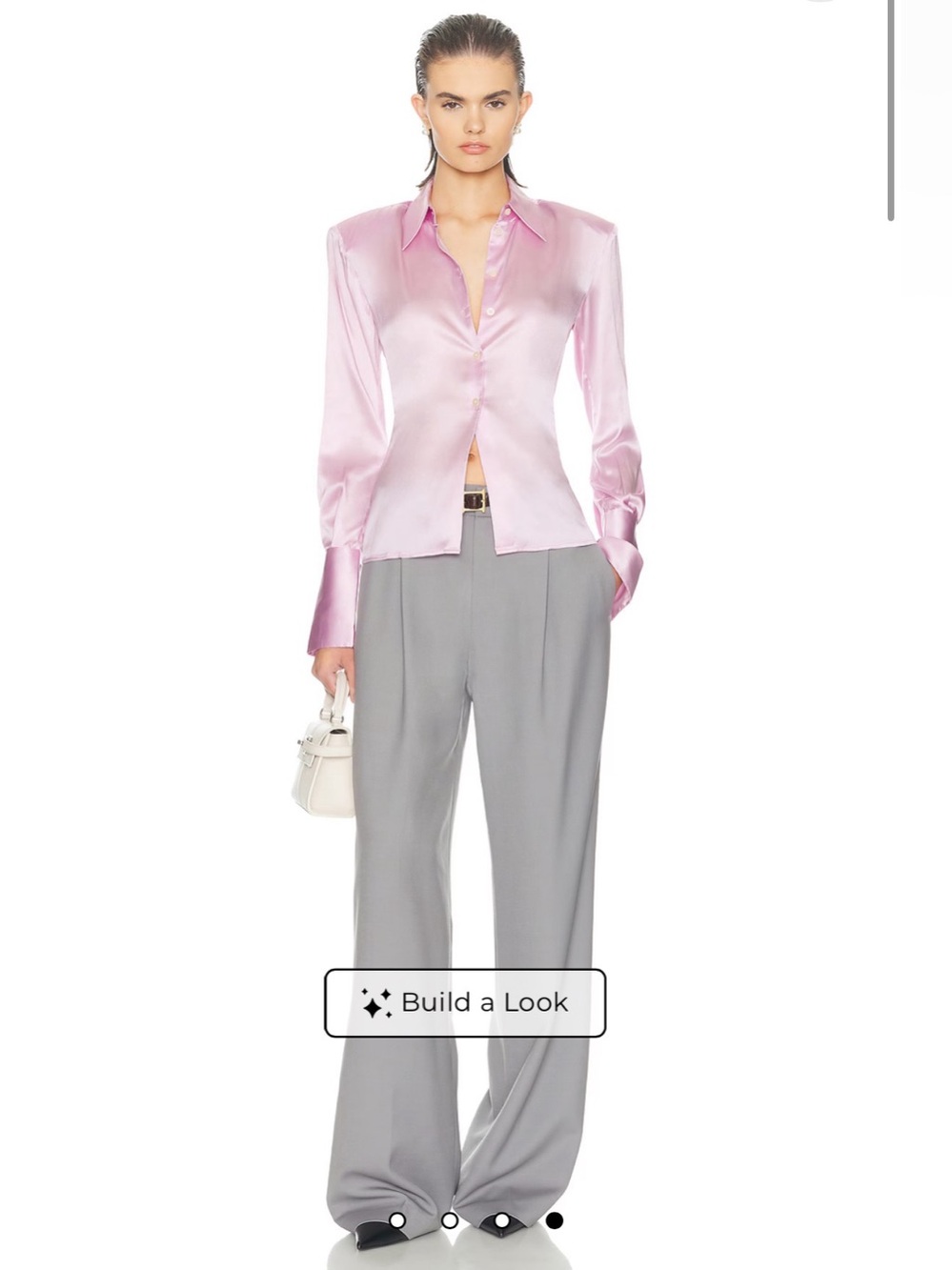 Express Women's Satin Button-Down Shirt in Soft Blush - Picture 4 of 14